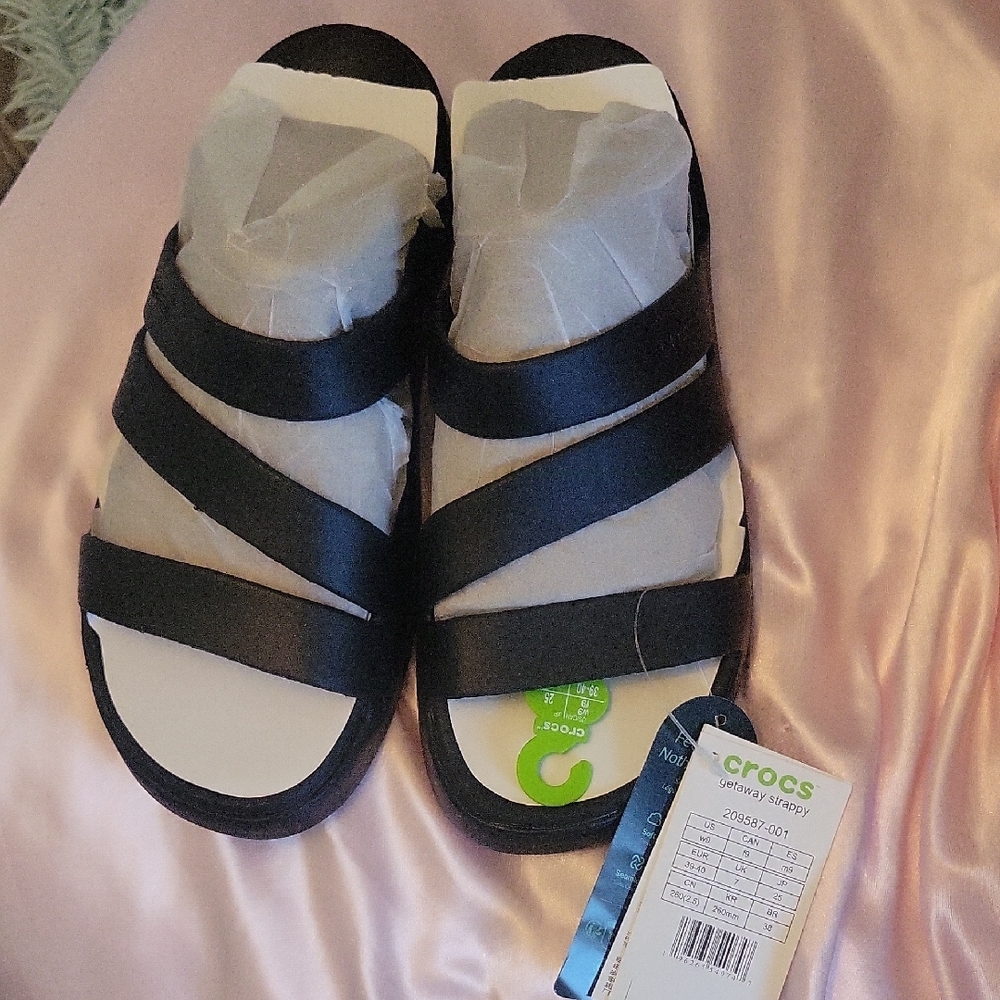 CROCS Womens Black Strap Sandals